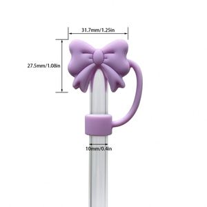 En gros, Capuchon de paille en silicone de qualité alimentaire, motif nœud papillon 10MM, réutilisable et anti-poussière pour gobelets et tasses - Product Image 2