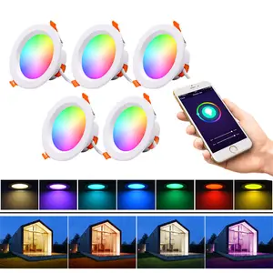 Aolier 스마트 통 Led 스포트 천장 Downlights 음악 음성 제어 Tuya Wifi Dimmable 실내 조명 RGB + CW + WW