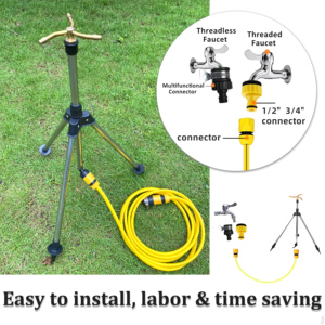 1/2" 3-Arm Brass 360 Gear Drive with Tripod Stand and Hose Connector Set for Agricultural Water <b>Irrigation</b> - Product Image 4