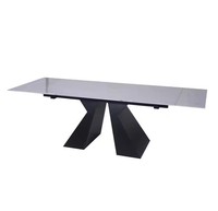 Table à manger moderne extensible et rétractable, portable, avec plateau en céramique et pieds en métal, pour 6 personnes