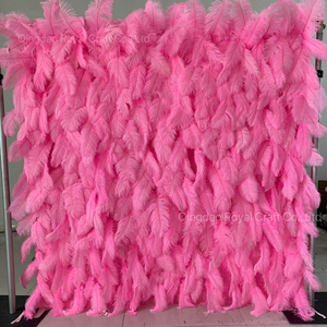Panel enrollable de tela de ensueño con plumas y flores de seda para telón de fondo de bodas, eventos nupciales y pared fotográfica para check-in, venta al por mayor - Product Image 6