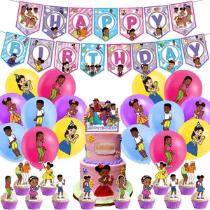 Music Gracie's Corner Birthday Party Decorations Set with Banner Cupcake Toppers Latex Balloon for Gracie Theme Party Supplies