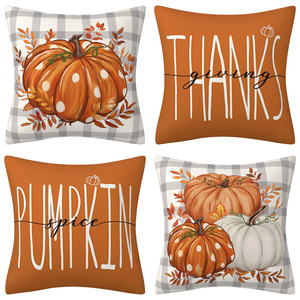 Housse de coussin en feuille d'érable de citrouille carrée de haute qualité Design peint pour la maison pour Thanksgiving automne taies d'oreiller housses de coussin - Product Image 1