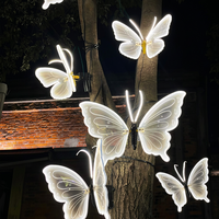 Éclairage LED extérieur électrique en forme de papillon, ailes de cristal mobiles, blanc chaud, intensité variable, DC24V