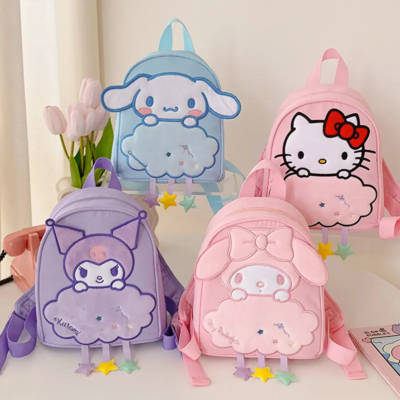 High-capacity Cartoon Cute Melody Kuromi Kitty Backpacks Waterproof Traveling Shopping Bags Fashion PU Shoulders Bags For Girls