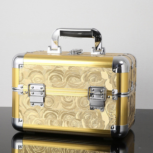 Caja de cosméticos de aluminio de lujo Artista de maquillaje <span class=keywords><strong>profesional</strong></span> <span class=keywords><strong>Manicurista</strong></span> <span class=keywords><strong>Maleta</strong></span> Organizador de cosméticos de viaje Estuche de tren de maquillaje blanco - Product Image 3