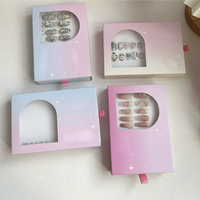 Boîte d'emballage vide pour faux ongles à presser, avec dorure à chaud, pelliculage brillant et gaufrage, taille et couleur personnalisables, articles de boisson
