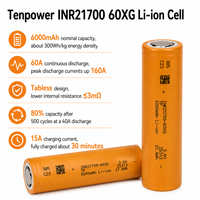 Batterie cylindrique Tenpower 21700 60XG 6000mAh 60A sans plateau haute puissance pour drones et UAV