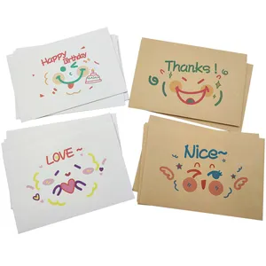 Kunden spezifisches Lächeln Danke Geschenk karte A4 A5 Selbst klebender brauner weißer Papier umschlag mit Brief