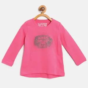 Superior quality low price children long sleeve girls t shirts crew neck custom glitter print kids tops tees outfits brand label