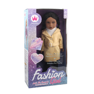 Poupées africaines en vinyle de qualité supérieure pour filles, 18 pouces, en silicone <span class=keywords><strong>noir</strong></span>, avec manteau <span class=keywords><strong>trench</strong></span> tendance, poupée réaliste pour enfant, cadeau d'anniversaire - Product Image 5