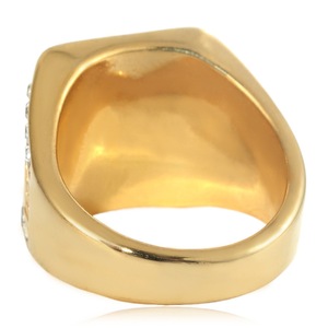 yunnique Men's Gold Square Red Stone <b>Ring</b> Geometric Design <b>Titanium</b> Steel Punk Style Jewelry Gift - Product Image 3