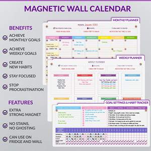 Planificateurs de suivi des habitudes de la famille, adultes et enfants, planificateurs, Journal et tableau d'objectifs, soins personnels, calendrier magnétique effaçable à sec, tableau blanc - Product Image 6