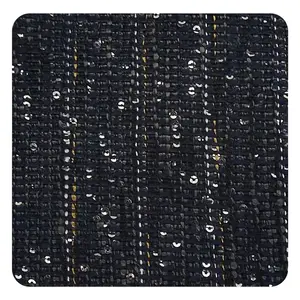 Fashion stripe sequin acrylic fibers fancy yarn dyed tweed fabric for dress coat