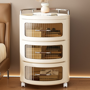 Wannuo 2-5 lớp phòng ngủ cạnh giường ngủ bảng nhựa cạnh giường ngủ bảng linh hoạt nhựa lưu trữ ngăn kéo với bánh xe - Product Image 3