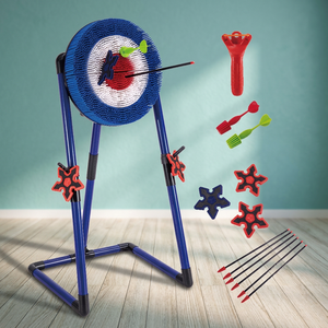 Jeu de fléchettes 3-en-1 intérieur/extérieur avec cible, étoiles et haches pour tir à l'arc - Product Image 2