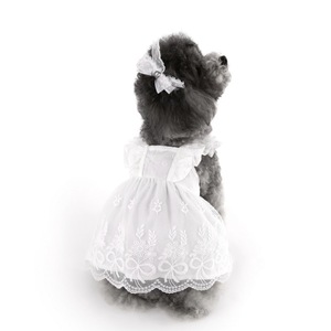 Jupe d'été en dentelle pour animaux de compagnie, vêtements fins pour chiens et chats + accessoires pour la tête, légers, respirants et mignons - Product Image 4