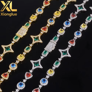 Hip Hop Luxury <b>Copper</b> Jewelry Set Iced Out Link <b>Bracelet</b> Chain Set Men Women Claw Setting - Product Image 4