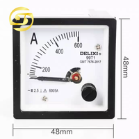 99T1 Pointer AC Voltmeter Listrik Tetap Pengukur Arus Amperemeter 10/20/30/40/50/75/80/100/200/300/5A 48*48mm 99T1-A