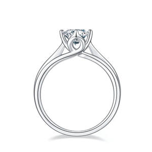 Jinyinggems สีขาวรอบ0.5ct 1ct Moissanite เพชรชุบทอง925แหวนเงินสำหรับผู้หญิง - Product Image 3