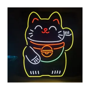 2023 gatto durevole decorazione personalizzata vero vetro luce al Neon segni decorazione della parete luci al neon luce da tavolo al neon