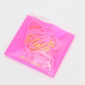 Mini pochette en plastique pour emballage de colliers et bagues, sac à fermeture éclair en PVC holographique rose, personnalisable avec nom de marque - Product Image 2