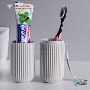 Portable Pink <b>Toothbrush</b> <b>Case</b> <b>With</b> Lid Ribbed Design Travel Storage Box For Camping Outdoor Use All Seasons 1PC - Product Image 3