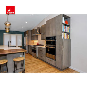 Allandcabinet Érable Flagstone Teinture Finition Gris Shabby Fade Dalle Panneau Quartz Bois Combo Cuisine Armoire Rénovation - Product Image 5