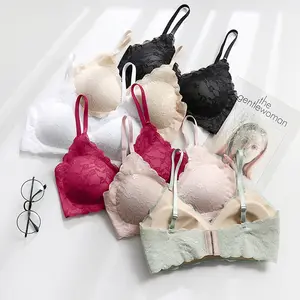 Back Hook Latest Summer Teen Girls Hot Selling Satin Lace Padded Bra