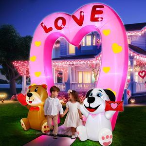 ตุ๊กตาหมีเป่าลมขนาด 8 ฟุต สำหรับวันวาเลนไทน์ ถือหัวใจและซองจดหมายรูปหัวใจสีชมพู ซุ้มโค้งรูปหัวใจสีชมพู สำหรับตกแต่งสวน งานปาร์ตี้ งานแต่งงาน - Product Image 3