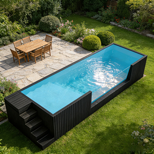 מיכל חלון אקרילי גדול ג 'קוזי לשחות ספא פיברגלס בריכת פיברגלס גדול עץ חיצוני מעל בריכת שחייה - Product Image 1