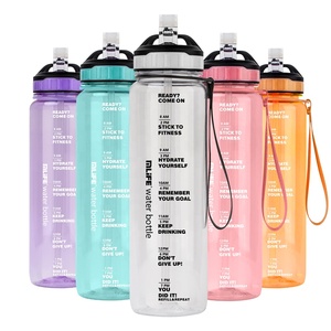 Botella de agua de gimnasio sin BPA personalizada <span class=keywords><strong>Tristan</strong></span>, marcador de tiempo, botella de agua deportiva de plástico portátil que incluye tapa novedosa para comida - Product Image 1