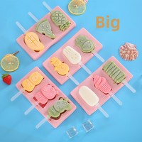 Moule à glace en silicone en gros, moule à bâtonnets de crème glacée maison de qualité alimentaire, motif dessin animé, boîte à glace DIY avec couvercle Yongkang