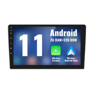 Audiosurces Stereo mobil Universal Android 11, 2 + 32G layar sentuh 9 inci 2,5d layar sentuh IPS Stereo mobil navigasi Multi-media Sys