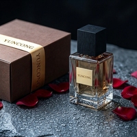 YUNCONG Flacon de parfum rétro en verre transparent à fond épais, motif grain de bois noir, avec ruban bronzé marron et boîte cadeau