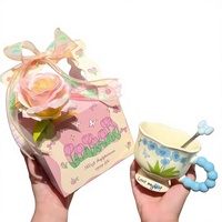 Cadeau pour la Journée de la Femme et les Anniversaires des Filles et des Enseignantes - Tasse à fleurs en céramique, résistante aux micro-ondes et aux hautes températures, design style Ins