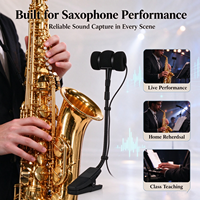 Microphone à condensateur filaire pour saxophone, microphone d'instrument avec suppression du bruit, prise XLR à clipser avec câble convertisseur de 1,5 m et connecteur 6,35 mm