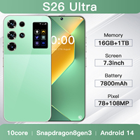 Dernier modèle d'usine : Smartphone S26 Ultra 5G, grand écran 7,3 pouces, 16 Go + 1 To, Deca Core, navigation GPS, prix de gros bas