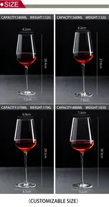 Customized Logo Wine Goblets Drinking Glasses Cup Long Stem Clear White Red Wine Glass Set Crystal Goblet Wine Glass