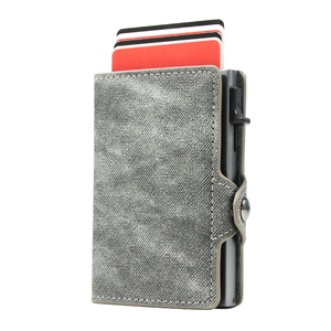 2024 CASEKEY nouveau Design Denim Popup portefeuille porte-monnaie Mini portefeuilles personnalisé RFID bloquant fermeture éclair porte-<span class=keywords><strong>carte</strong></span> en cuir - Product Image 1