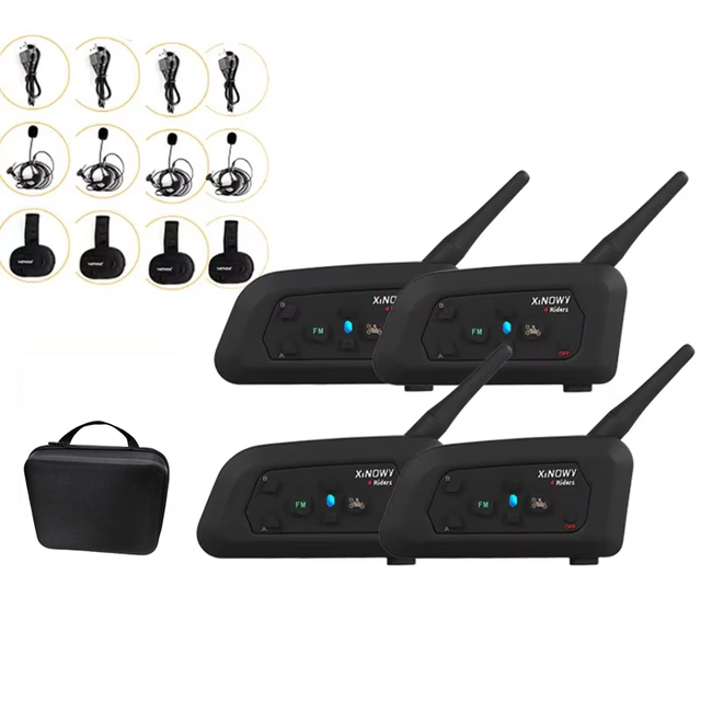 4PCS XiNOWY V4C 1200m BT Intercom Full Duplex Football Judger Walkie Talki