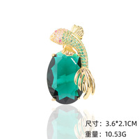 XILIANGFEIZI Nouveauté 2025 Broche Poisson Rouge en Cristal, Épingle en Zircon au Design Original, Accessoire de Costume et de Corsage