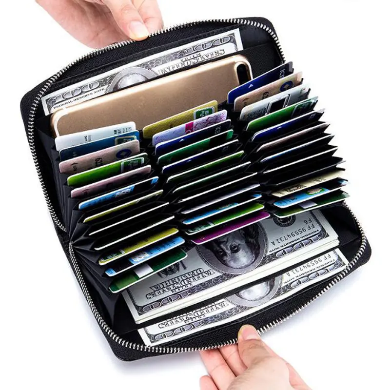 MU portafoglio da donna 36 porta carte fisarmonica porta carte multiple portafogli porta carte di credito in pelle telefono funzionale per passaporto