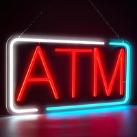 Enseigne néon LED ATM, éclairage extérieur étanche en silicone, panneau mural suspendu pour la décoration de vitrine de banque commerciale