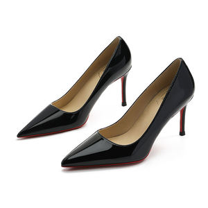 Giày cao gót màu Đỏ Mới Mùa Thu 2024 với Giày cưới gợi cảm bằng da màu đen chuyên nghiệp giày đơn nhọn - Product Image 3