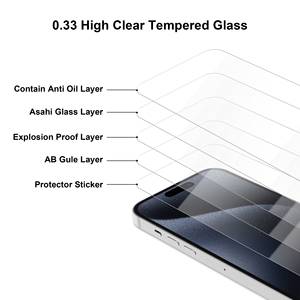 Protector de pantalla de vidrio templado HD 2.5D transparente de 0,33mm para <span class=keywords><strong>iPhone</strong></span> 16 15 14 Plus 13 12 Mini 11 Pro Max <span class=keywords><strong>6</strong></span> 7 8 XR películas antiarañazos - Product Image 3