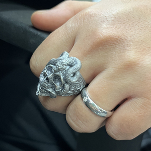 Bague Serpent Vintage MaiYi <span class=keywords><strong>Argent</strong></span> 925 Bague Crâne <span class=keywords><strong>de</strong></span> Serpent Bague Signet pour Hommes - Product Image 6