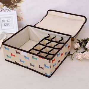 Boîtes de rangement en tissu Oxford à carreaux pour chaussettes et sous-vêtements avec couvercle - Product Image 1