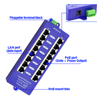 Inyector POE Pasivo Gigabit de 1000Mbps y 8 Puertos para Montaje en Pared, con 12 Entradas de CC a 57 Voltios, para Cámaras IP