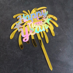 7 styles de décorations de gâteau en acrylique pour le Nouvel An, feux d'artifice, décorations de gâteau pour le Nouvel An <span class=keywords><strong>2023</strong></span>, décorations de gâteau pour la fête du Nouvel An <span class=keywords><strong>2023</strong></span>, XQA357 - Product Image 4